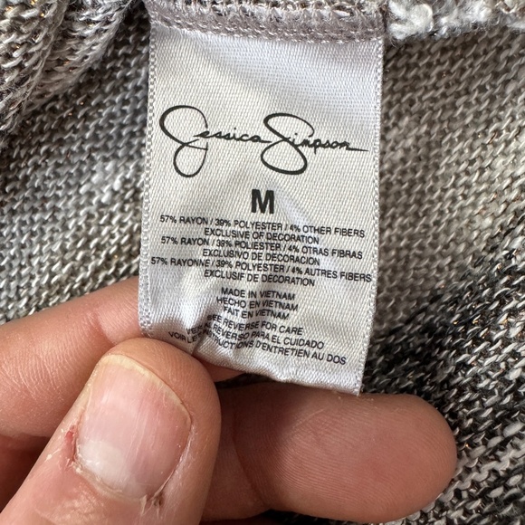 Jessica Simpson Women's Metallic‎ 1/4 Sleeve Lightweight Sweater Brown Medium - Picture 6 of 13